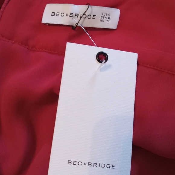 BEC & BRIDGE Elegant Red Halter Maxi Dress Size 6 - Picture 9 of 12